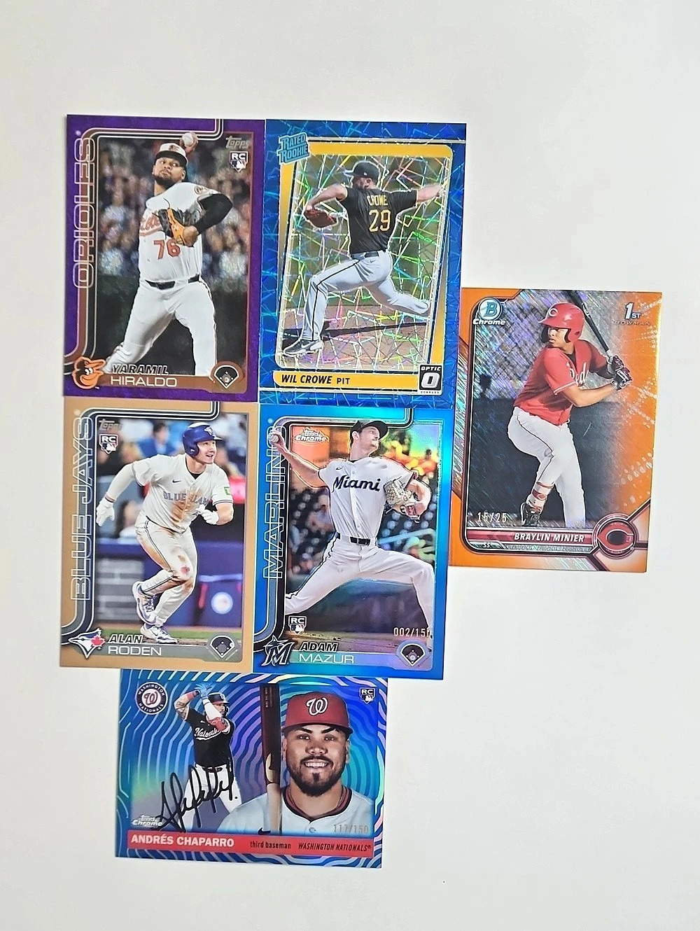Numbered Baseball Cards ~ Rookies ~ 6 Card Lot